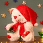 White 13 Inch Christmas Teddy Bear with cap and muffler